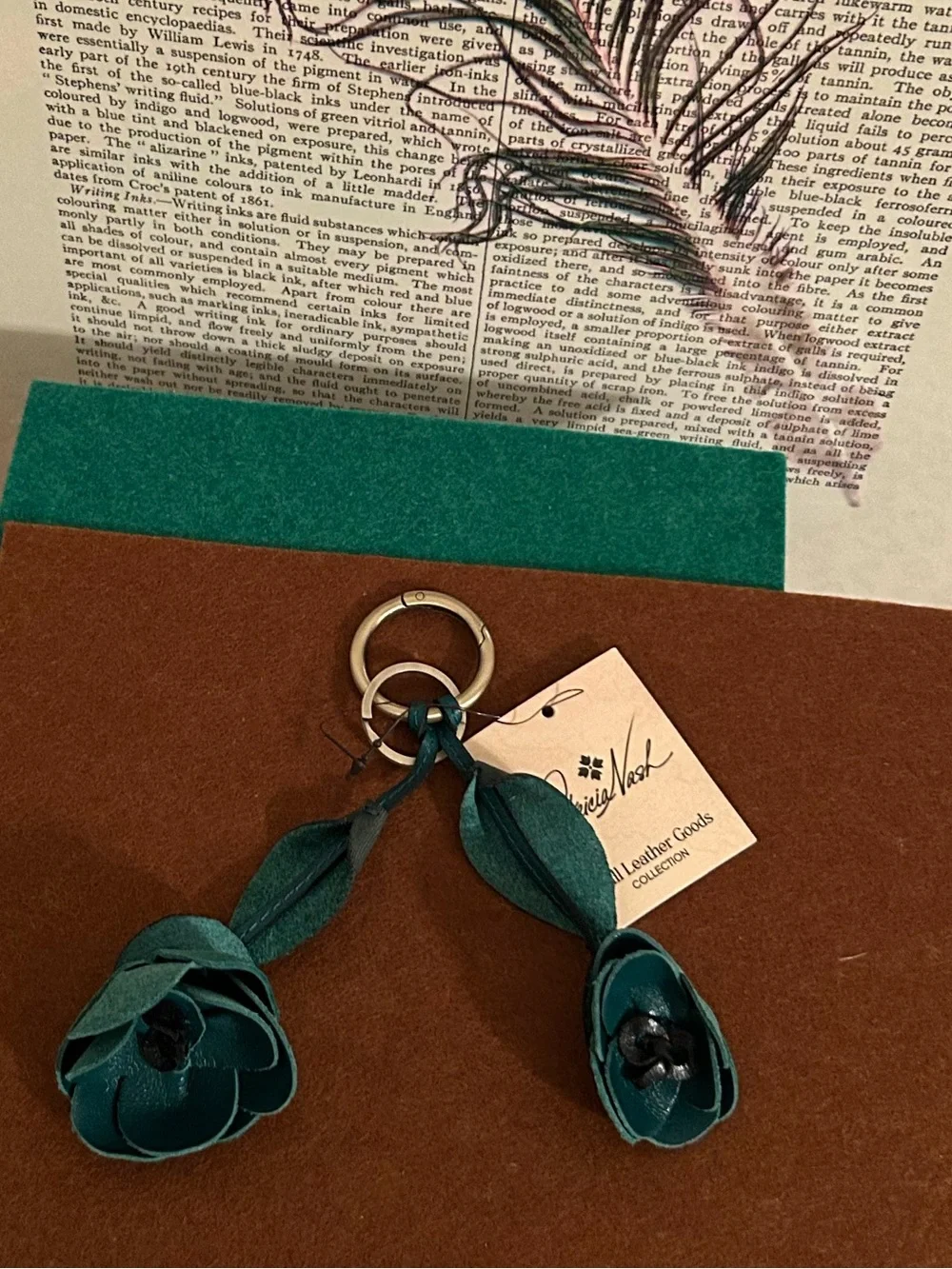 Patricia Nash (NWT) Authentic Leather Double Flower Key Holder or Bag Charm